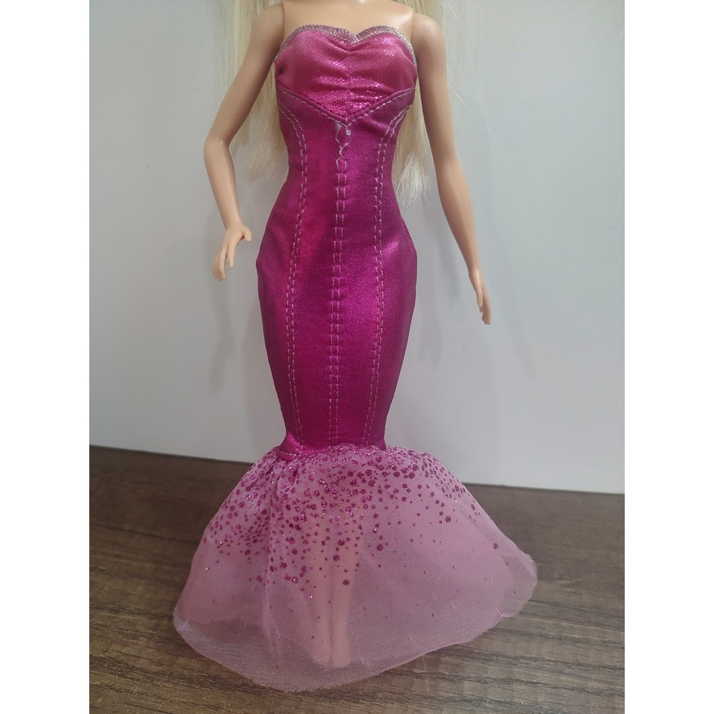 Fashio doll Strapless Pink Shiny Mermaid Style Evening Gown Red Carpet READ Z32
